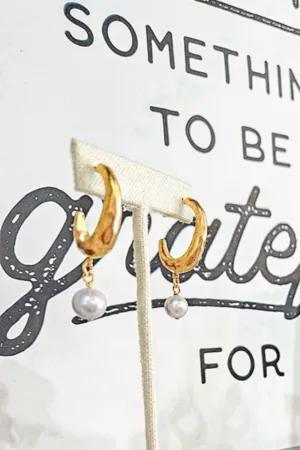ELLIPSE PEARL EARRINGS | GOLD HOOP