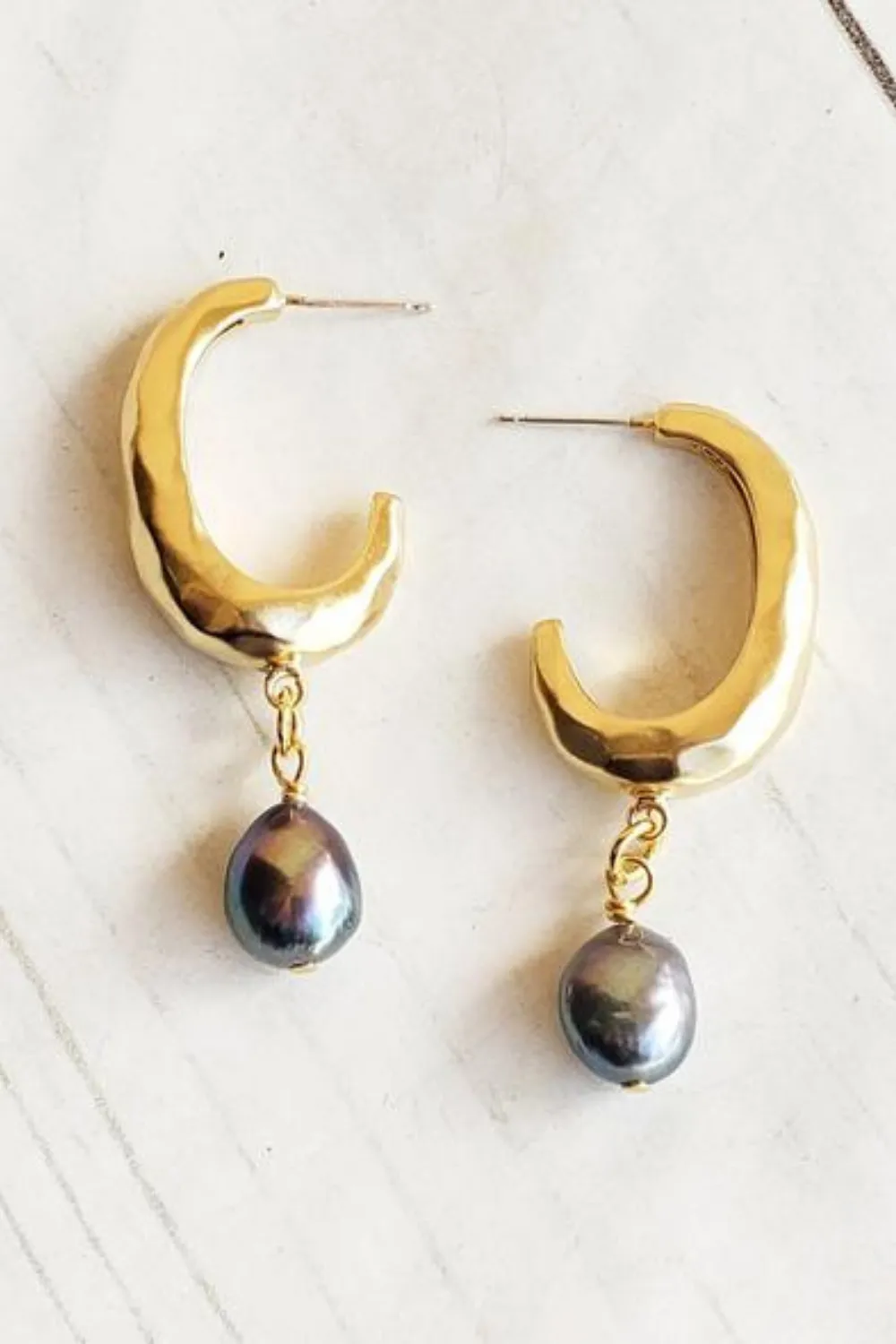 ELLIPSE PEARL EARRINGS | GOLD HOOP