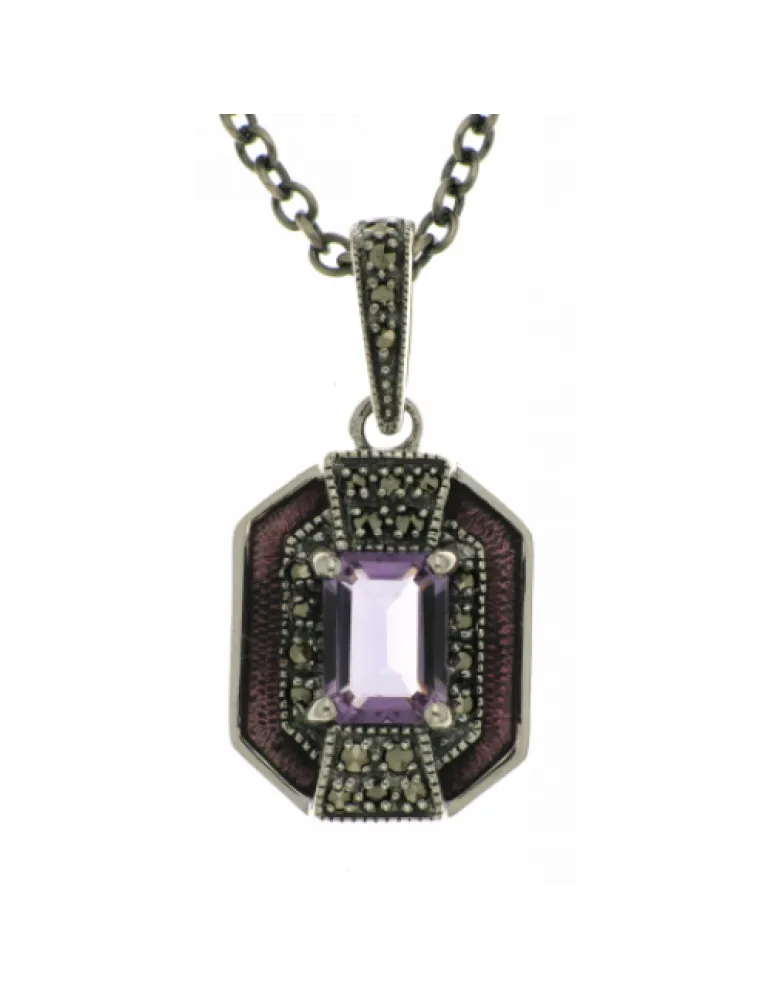 Emerald Cut Amethyst Necklace