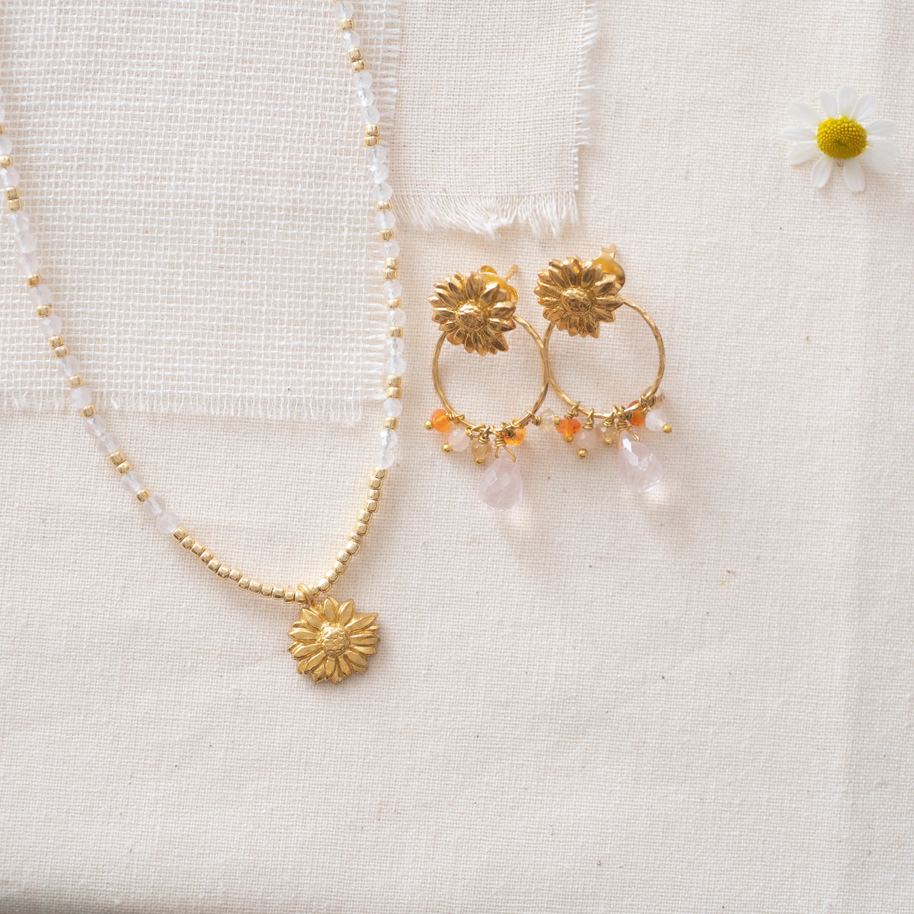 Euphoria Rose Quartz Carnelian Citrine Gold Plated Earrings - A Beautiful Story