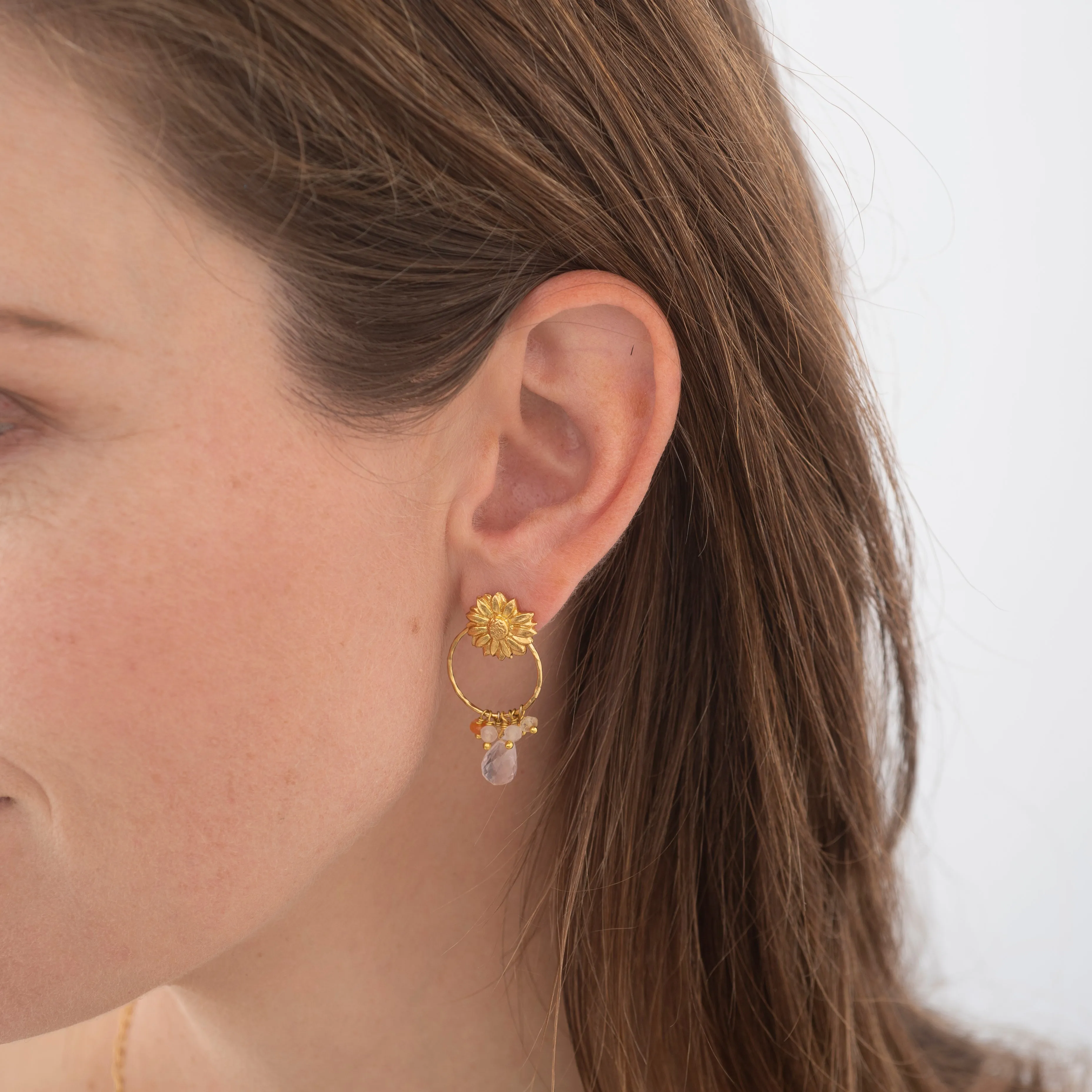 Euphoria Rose Quartz Carnelian Citrine Gold Plated Earrings - A Beautiful Story