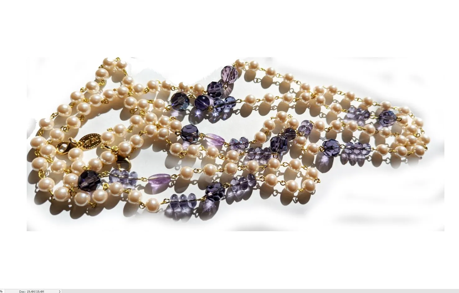 Extra Long Handlinked Pearl   Amethyst Purple Double Claws to wear many ways  USA Made