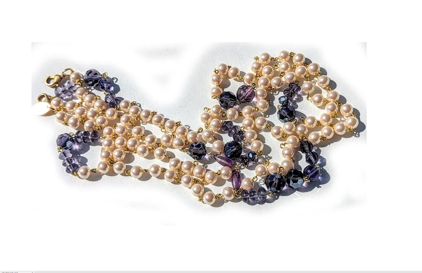 Extra Long Handlinked Pearl   Amethyst Purple Double Claws to wear many ways  USA Made