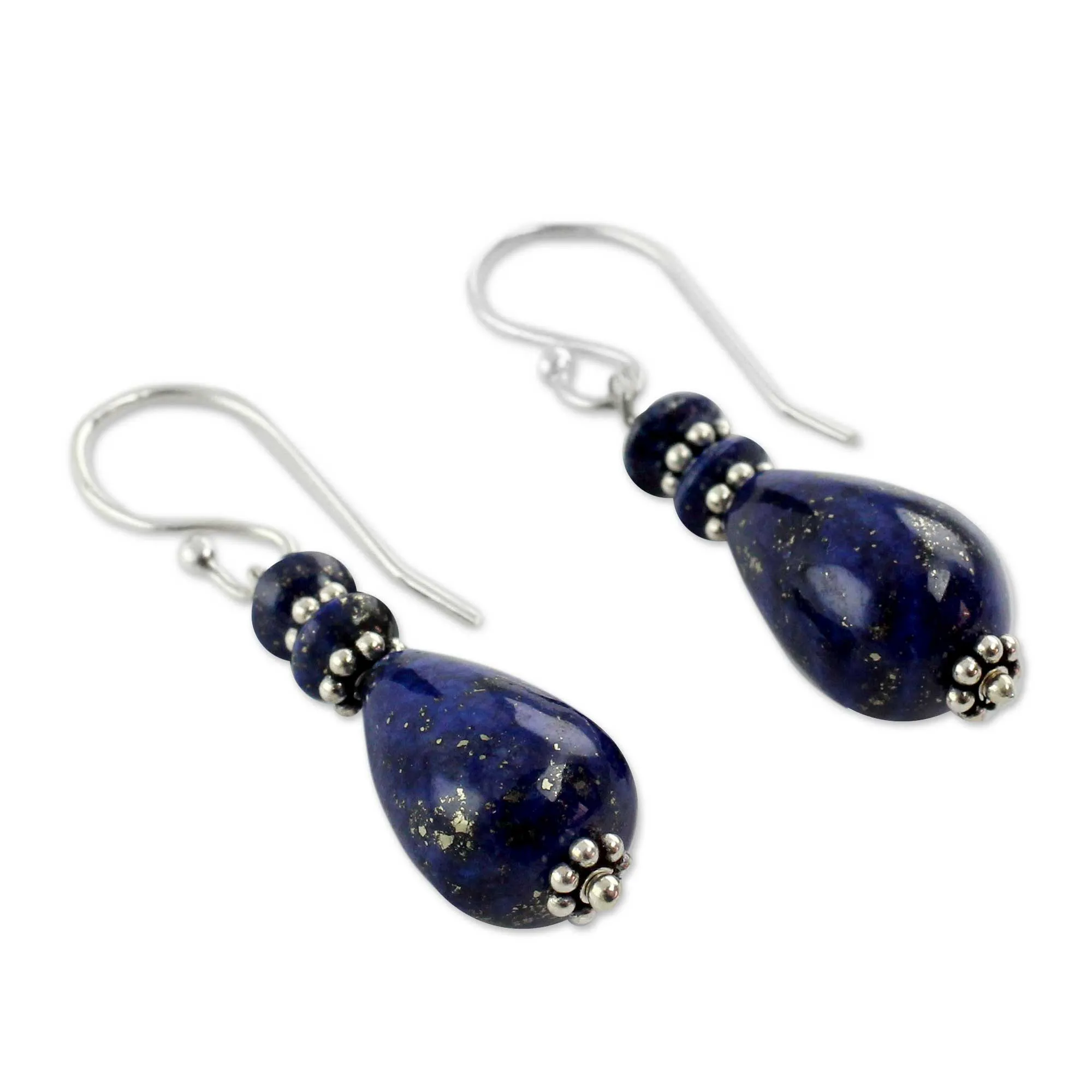Fair Trade Sterling Silver and Lapis Lazuli Earrings - Delhi Dusk | NOVICA