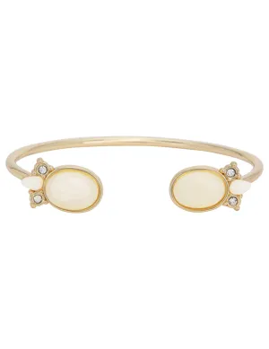 Fancy Gem Inlay Gold Bangle Bracelet
