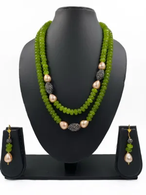Fashionable Parrot Green Jade Beads Necklace For Women Online