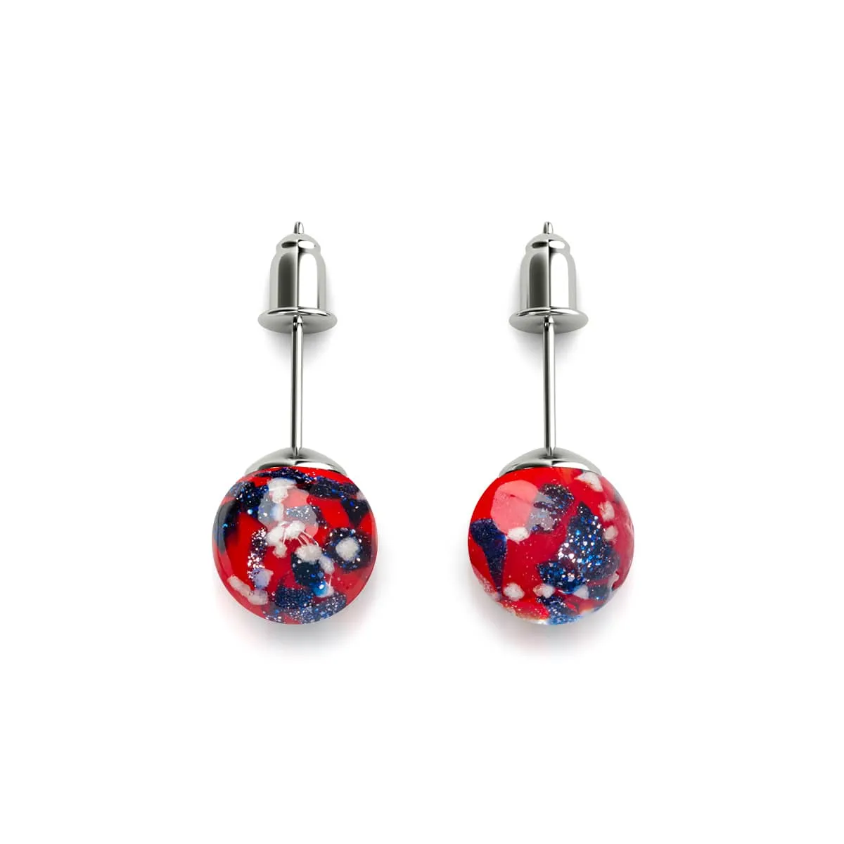 Fire and Ice | .925 Sterling Silver | Firefly Glass Stud Earrings