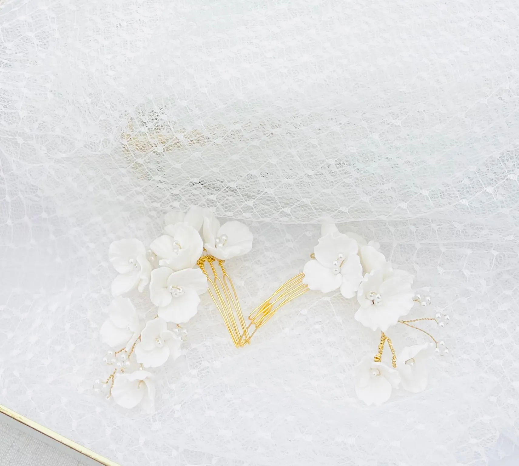floral hair comb set of 2- BILLIE- 24016