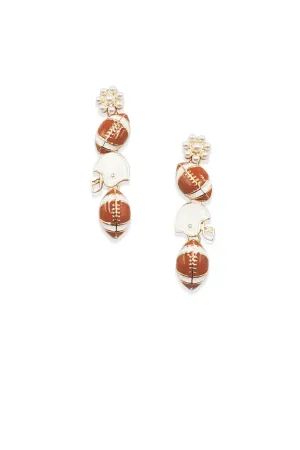 Football Helmet Pearl Earrings