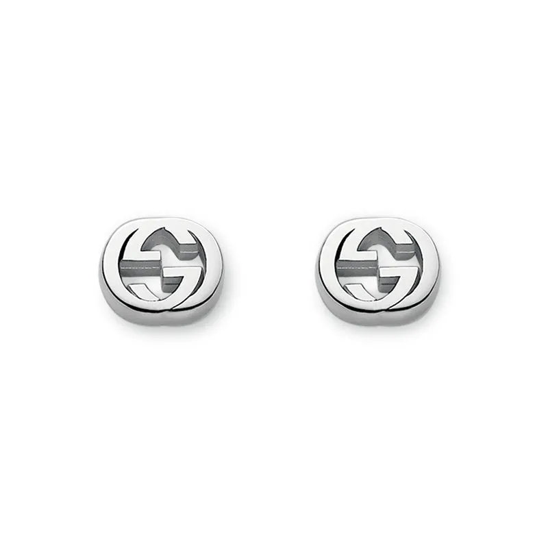 GC Interlocking Motif Sterling Silver Rhodium Plated Stud Earrings
