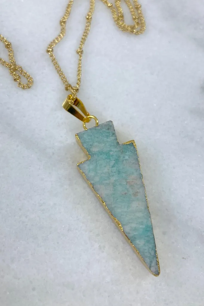 Gemstone Arrowhead Gold Necklace
