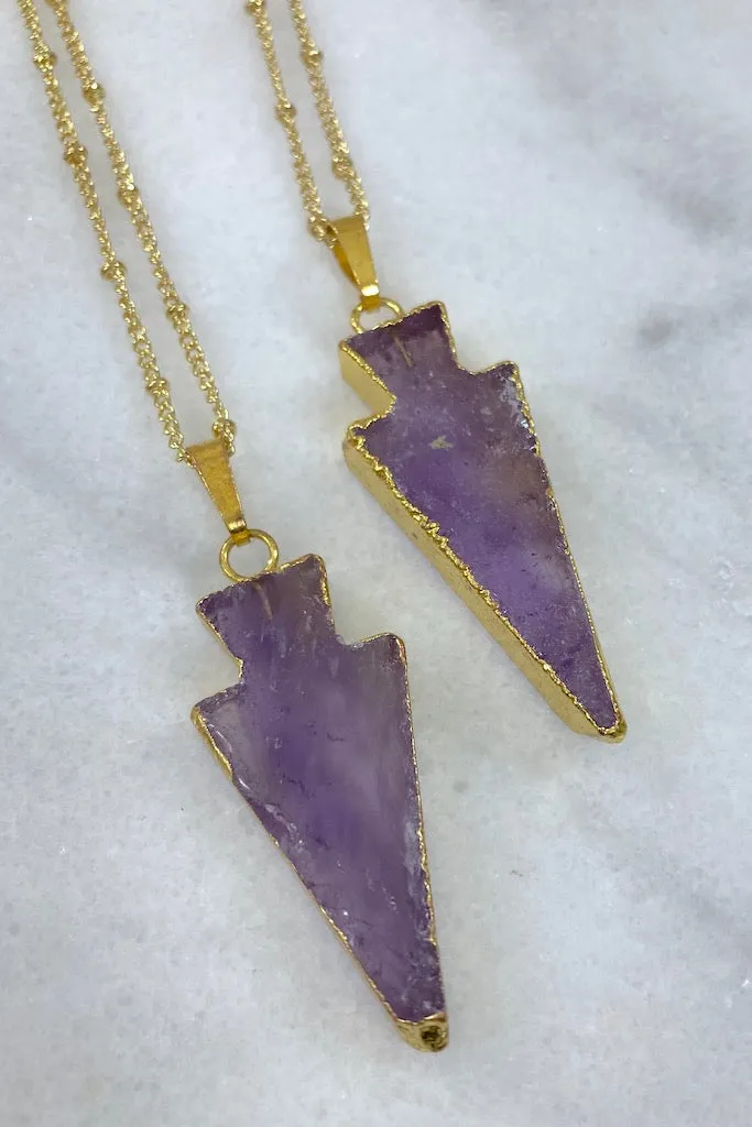 Gemstone Arrowhead Gold Necklace