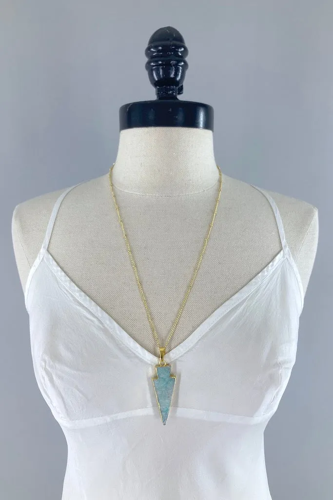 Gemstone Arrowhead Gold Necklace