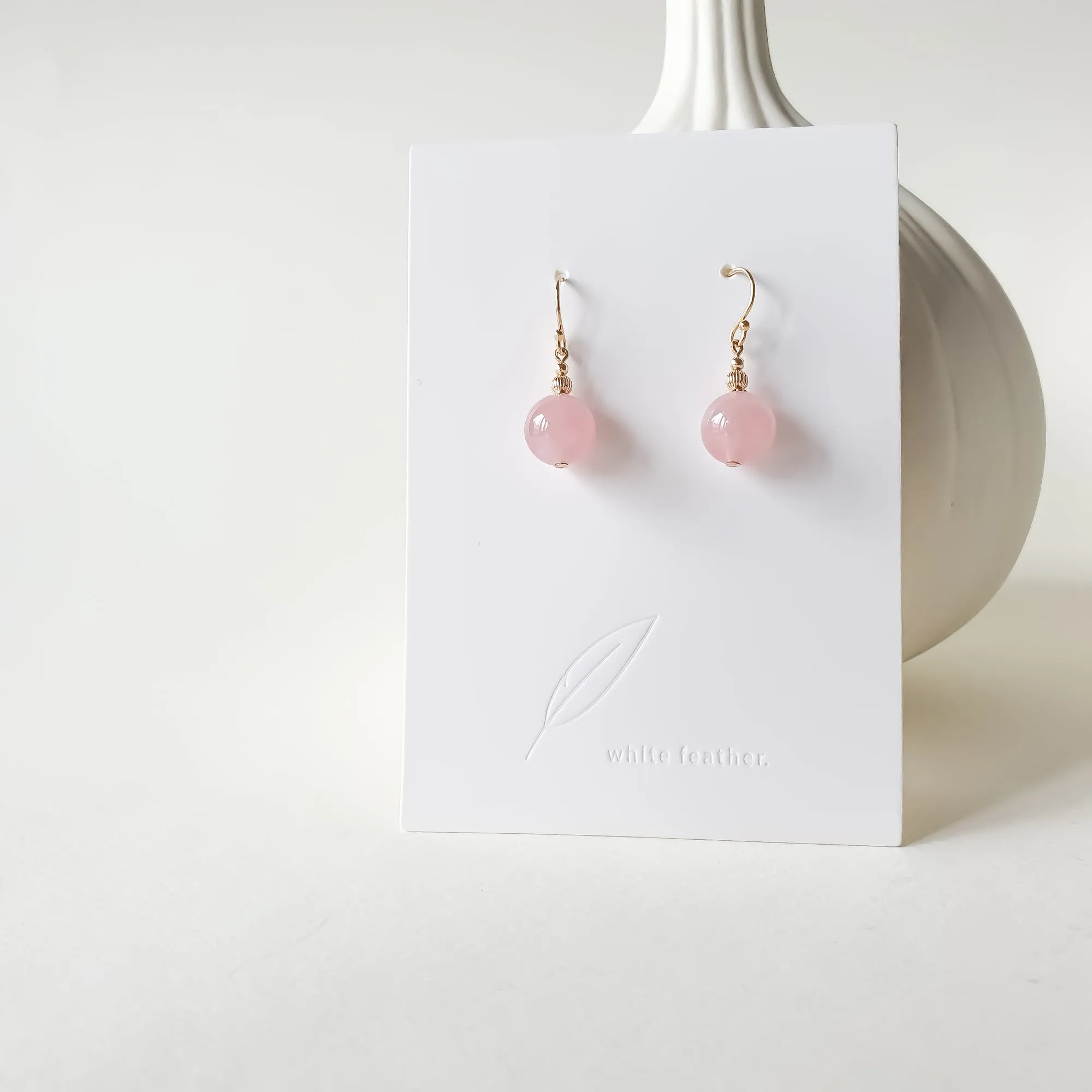 Genevieve Earrings / Madagascar Rose Quartz 10mm