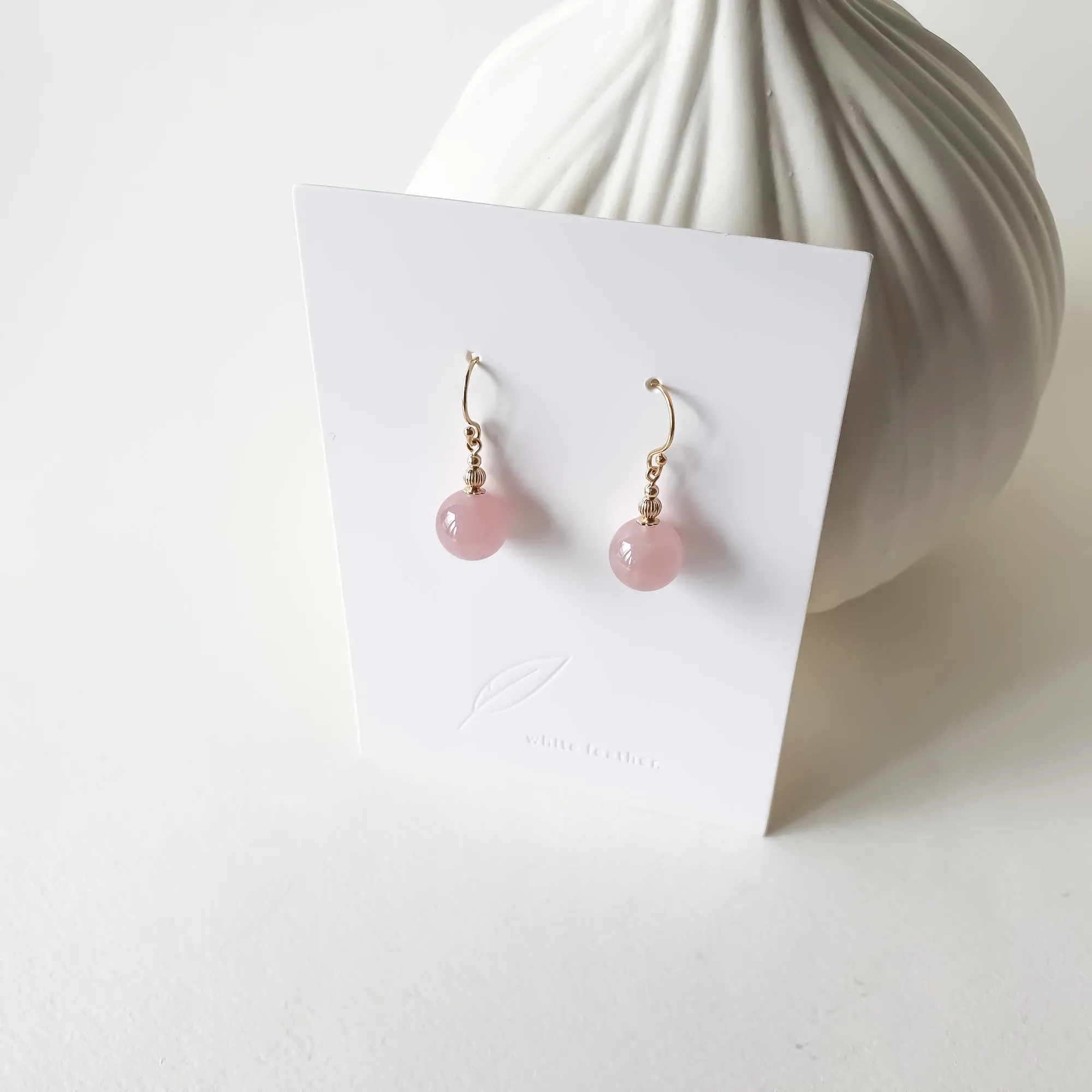 Genevieve Earrings / Madagascar Rose Quartz 10mm