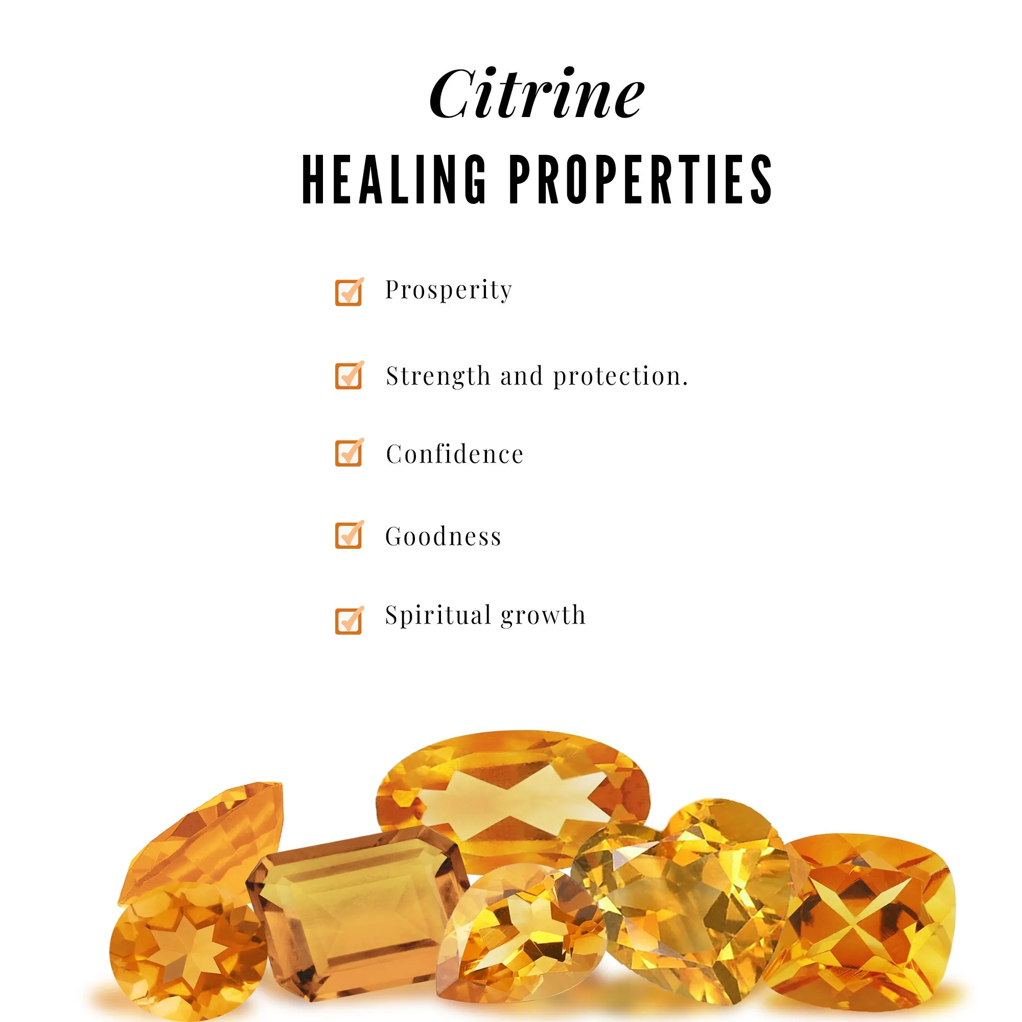 Genuine Citrine and Diamond Semi Eternity Ring in Prong Setting