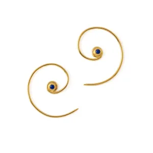 Gold & Lapis Koru Earrings