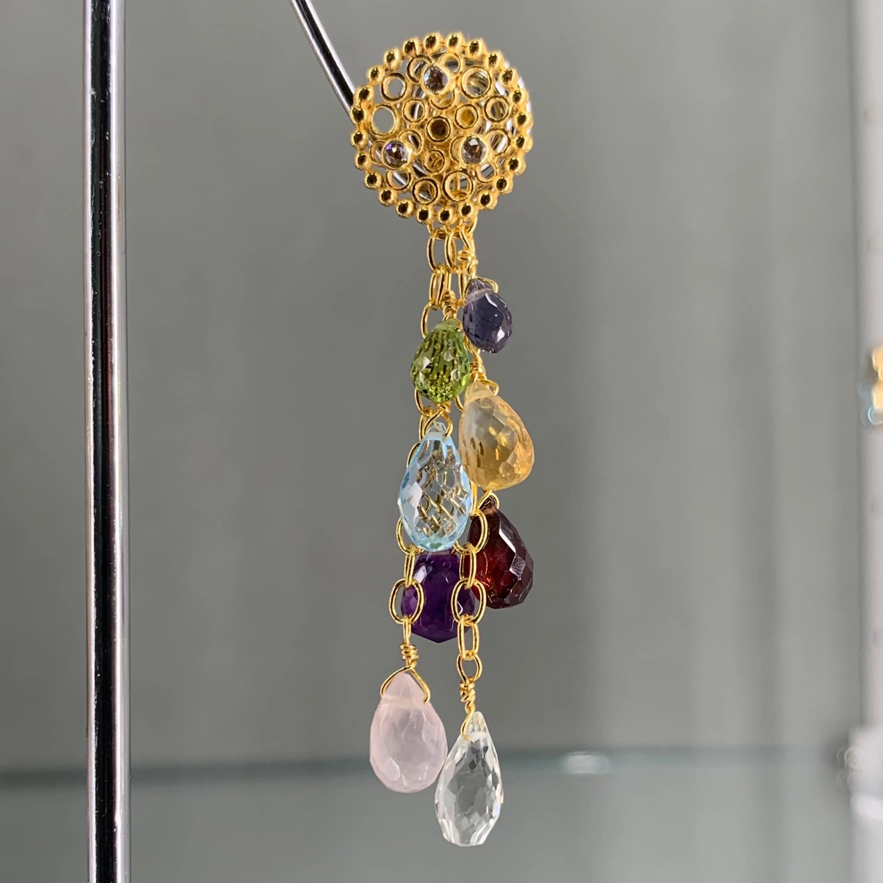 Gold and Quartz Earrings
