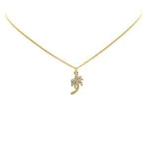 Gold Filled Cubic Zirconia Palm Tree Pendant Necklace