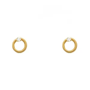 Gold Filled Open Circle CZ Stud Earrings