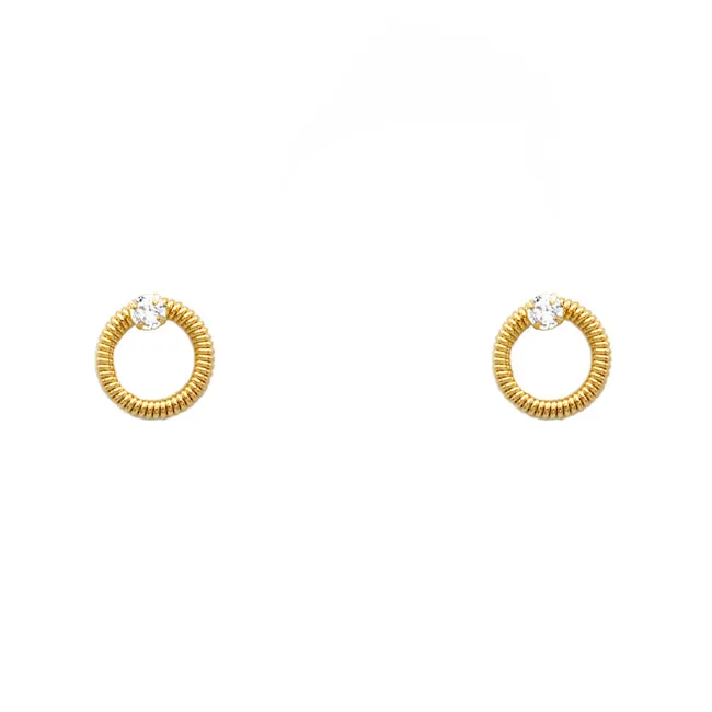Gold Filled Open Circle CZ Stud Earrings