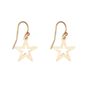Gold Filled Open Star Charm Earrings