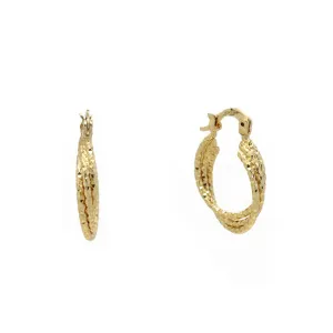 Gold Filled Textured Intertwined Hoop Earrings