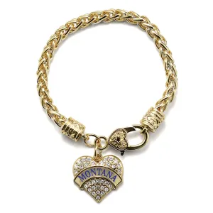 Gold Montana Pave Heart Charm Braided Bracelet