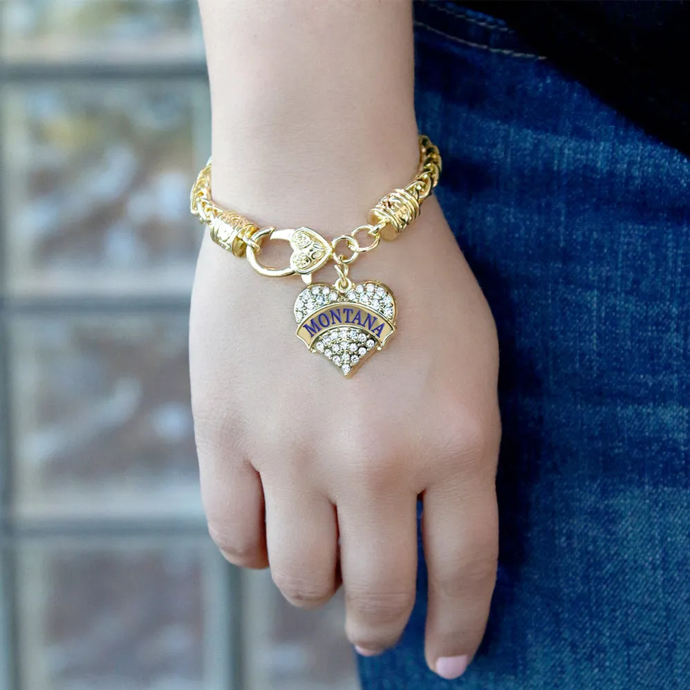 Gold Montana Pave Heart Charm Braided Bracelet