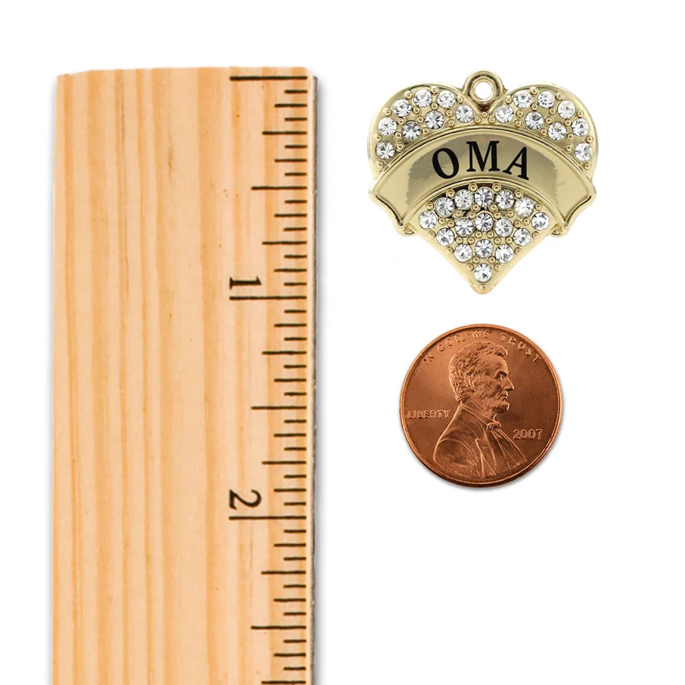 Gold Oma Pave Heart Charm Braided Bracelet