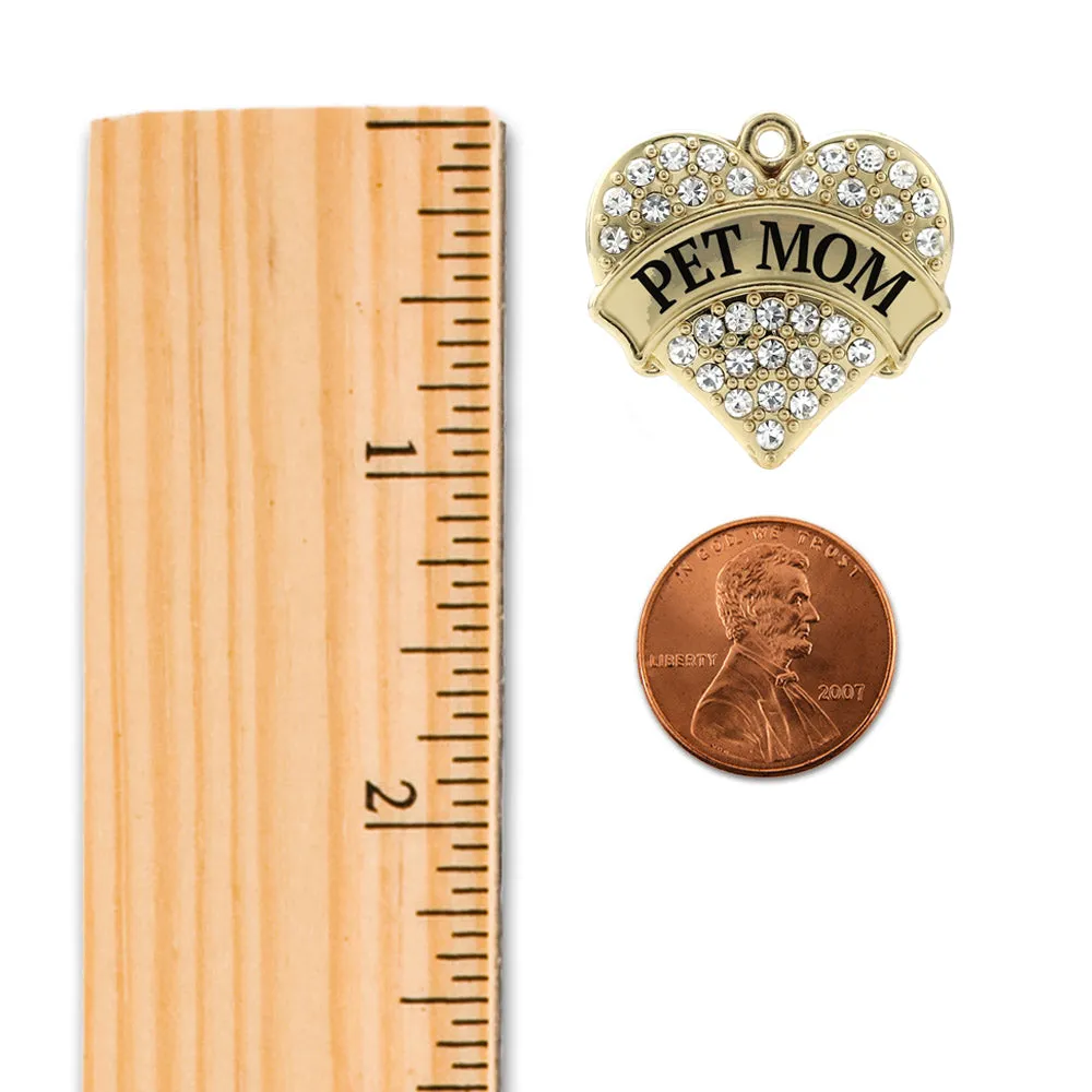 Gold Pet mom Pave Heart Charm Toggle Bracelet