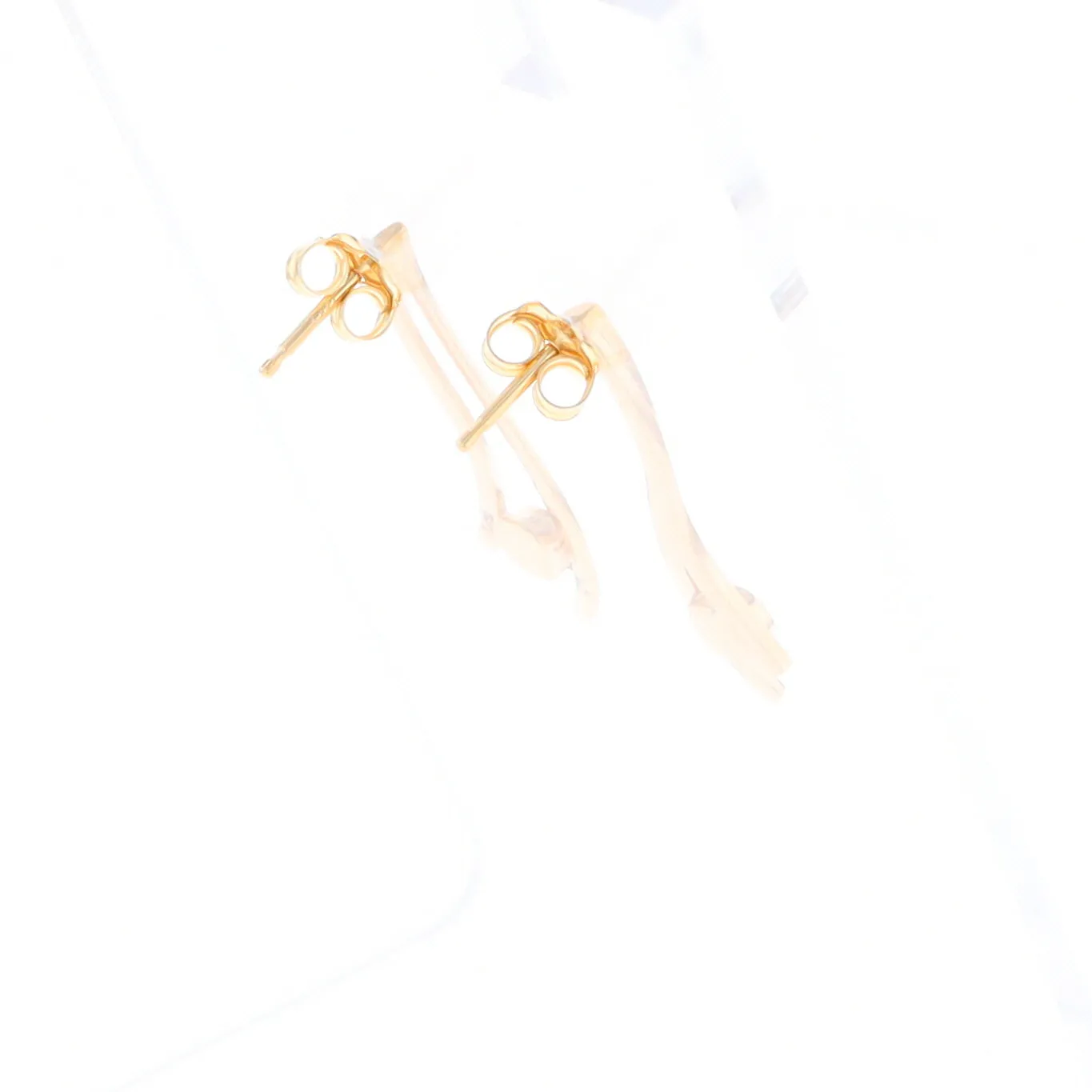 Gold Quartz Round Double Curved Bar Earrings - G2