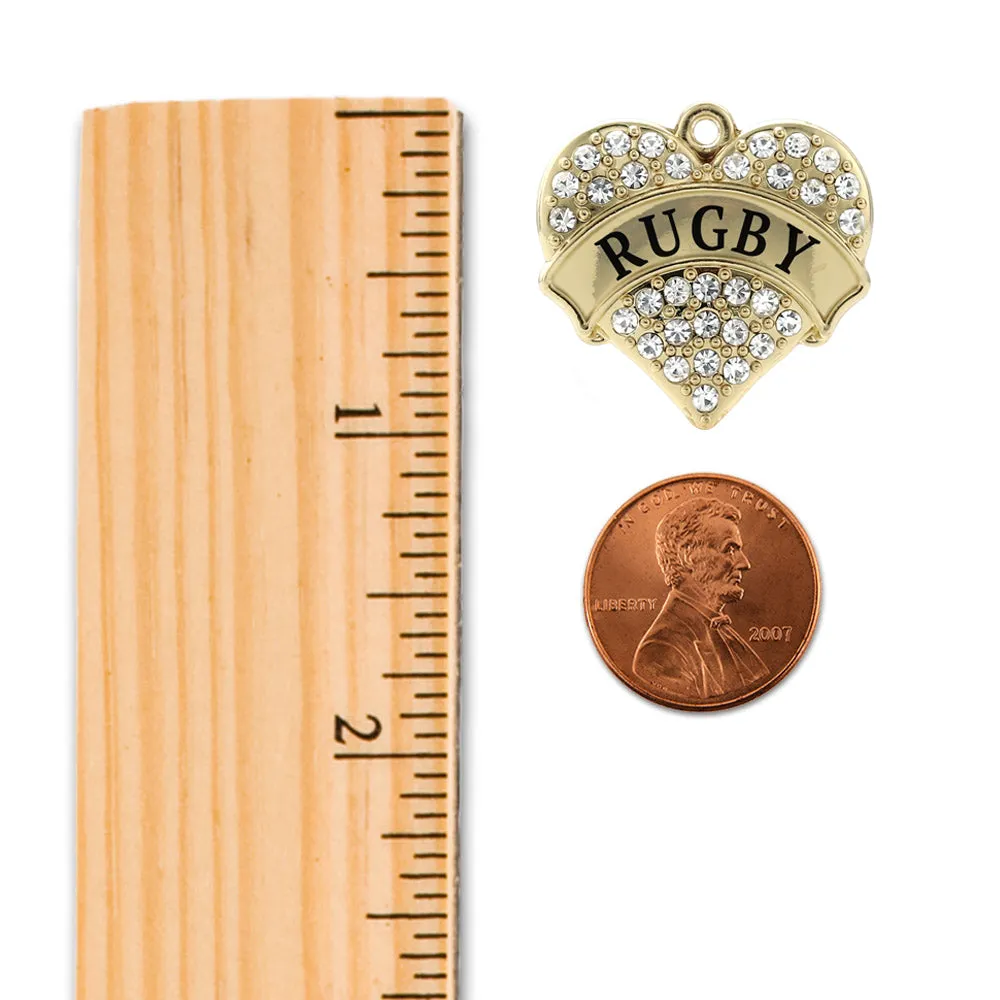 Gold Rugby Pave Heart Charm Toggle Bracelet