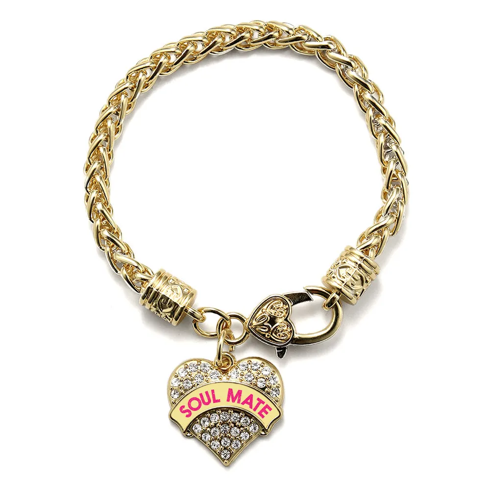 Gold Soul Mate Yellow Candy Pave Heart Charm Braided Bracelet