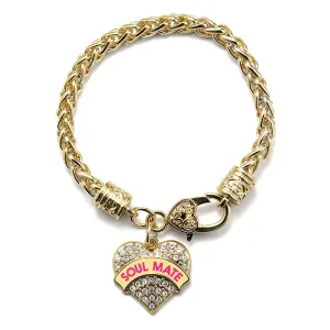 Gold Soul Mate Yellow Candy Pave Heart Charm Braided Bracelet
