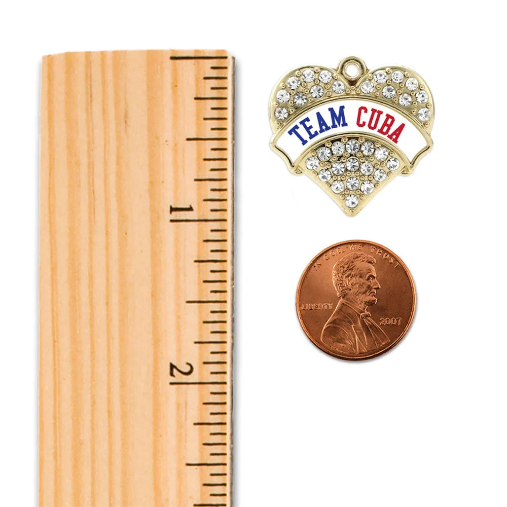 Gold Team Cuba Pave Heart Charm Braided Bracelet