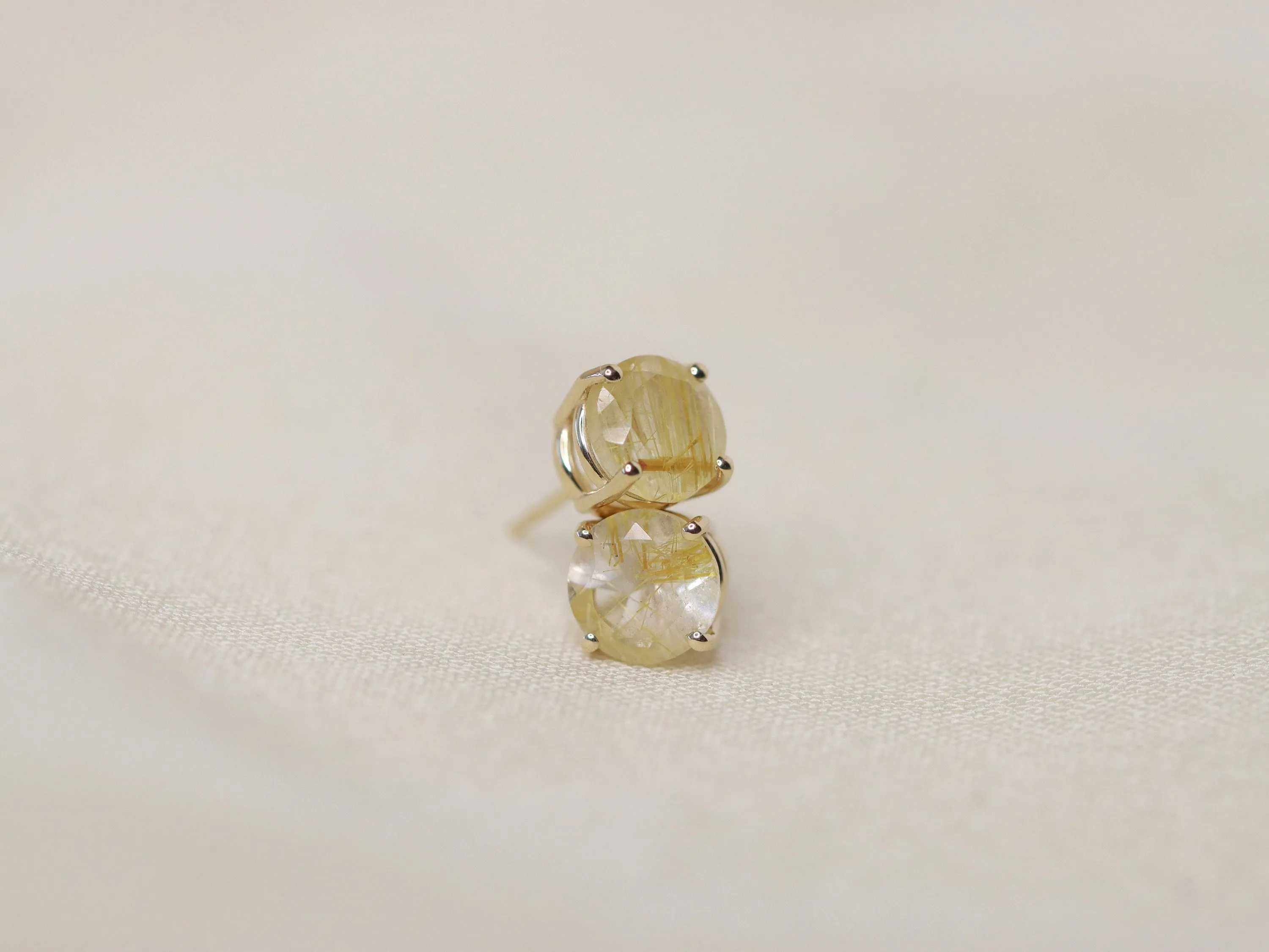 Golden Rutilated Quartz Stud Earrings