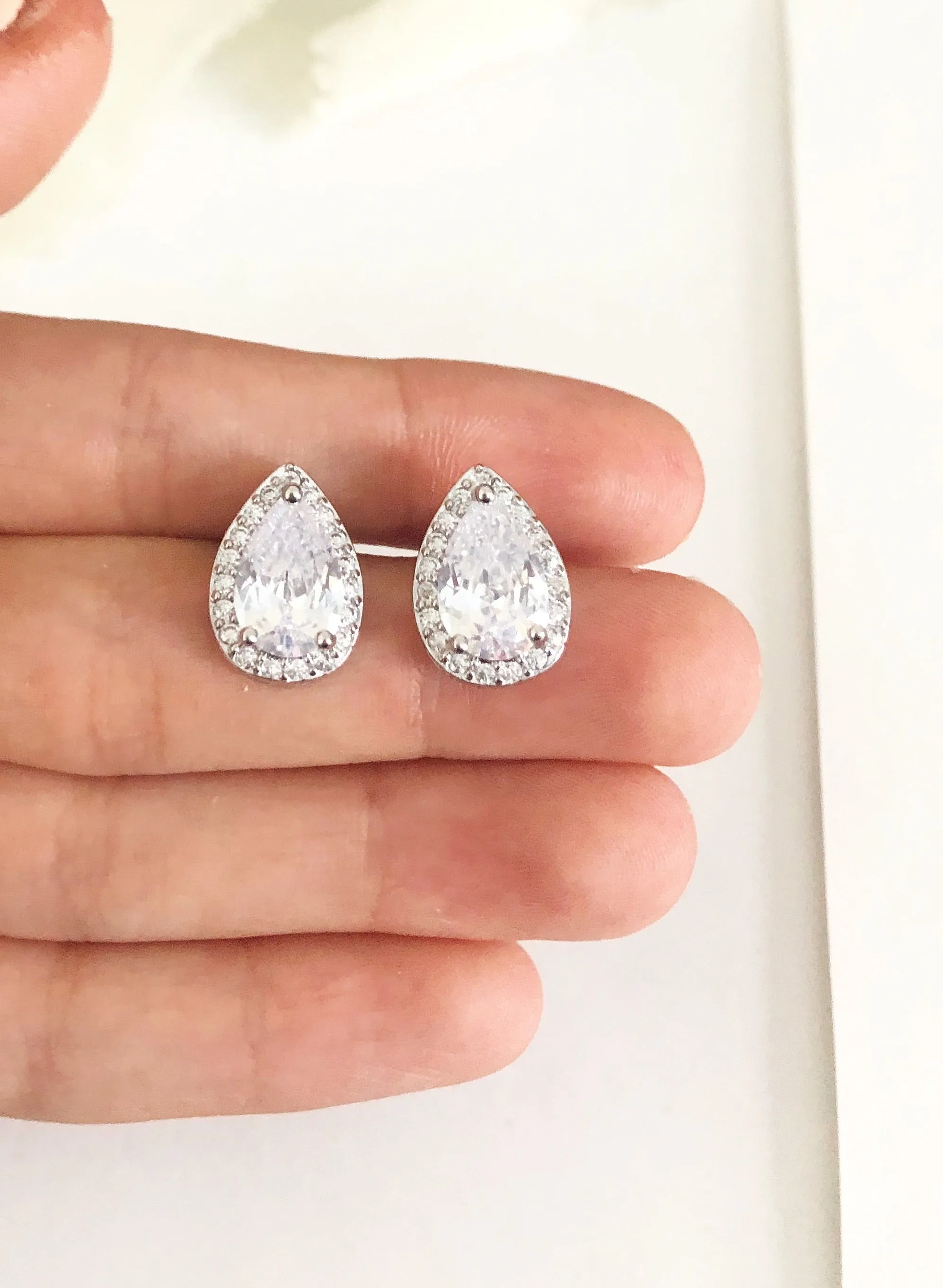 Jessica Pear Cut Diamond Stud Earrings