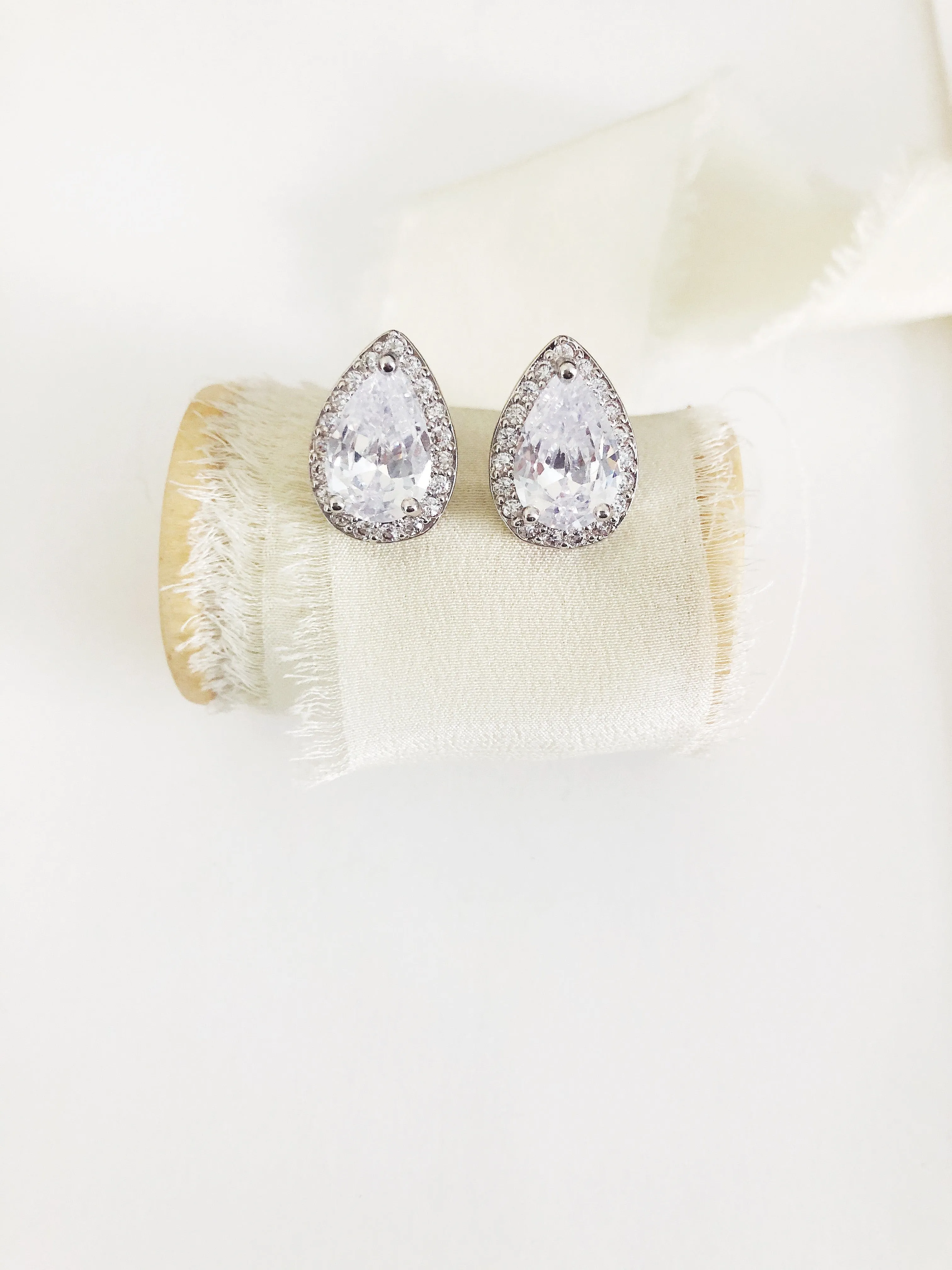 Jessica Pear Cut Diamond Stud Earrings