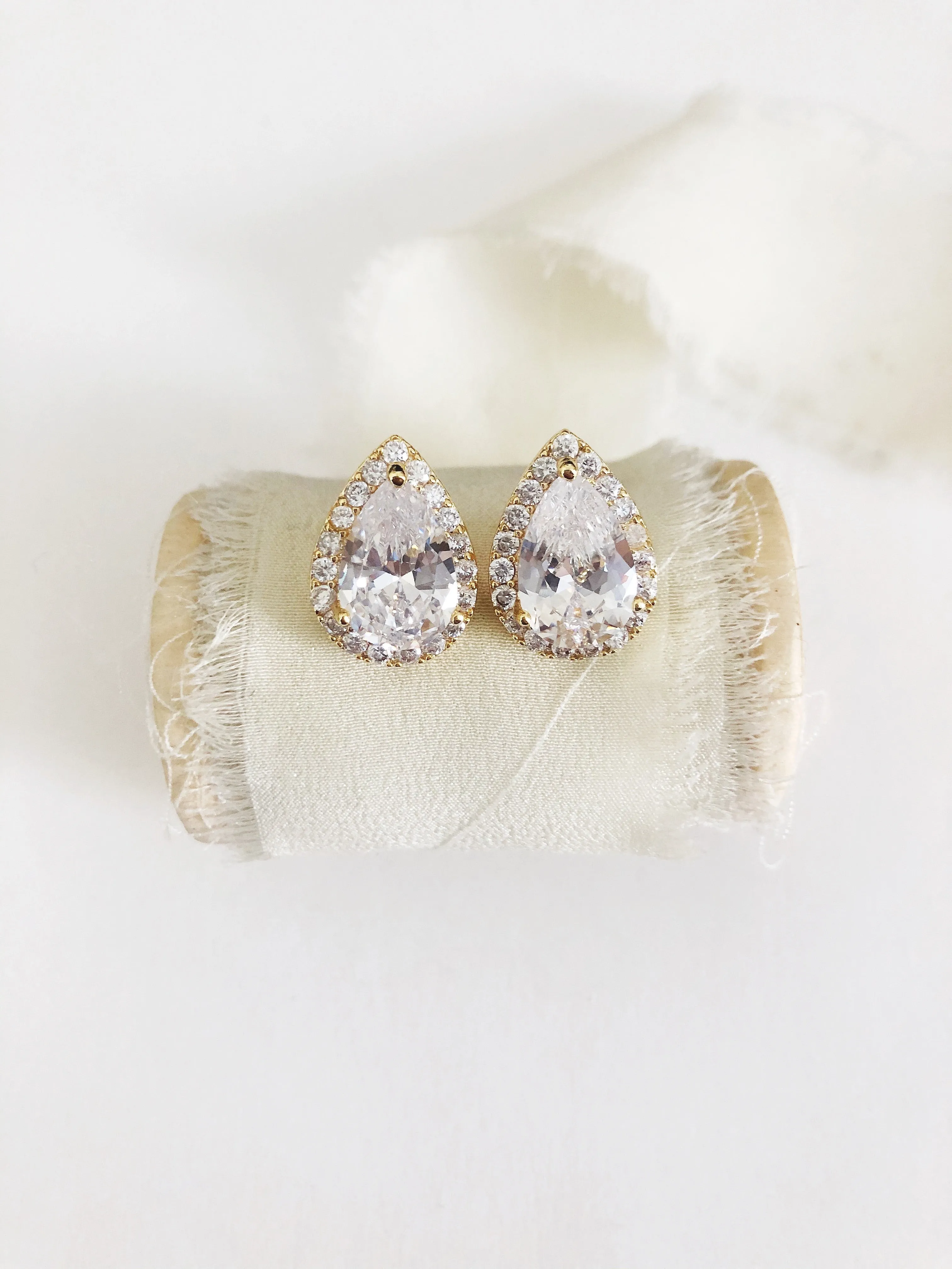 Jessica Pear Cut Diamond Stud Earrings
