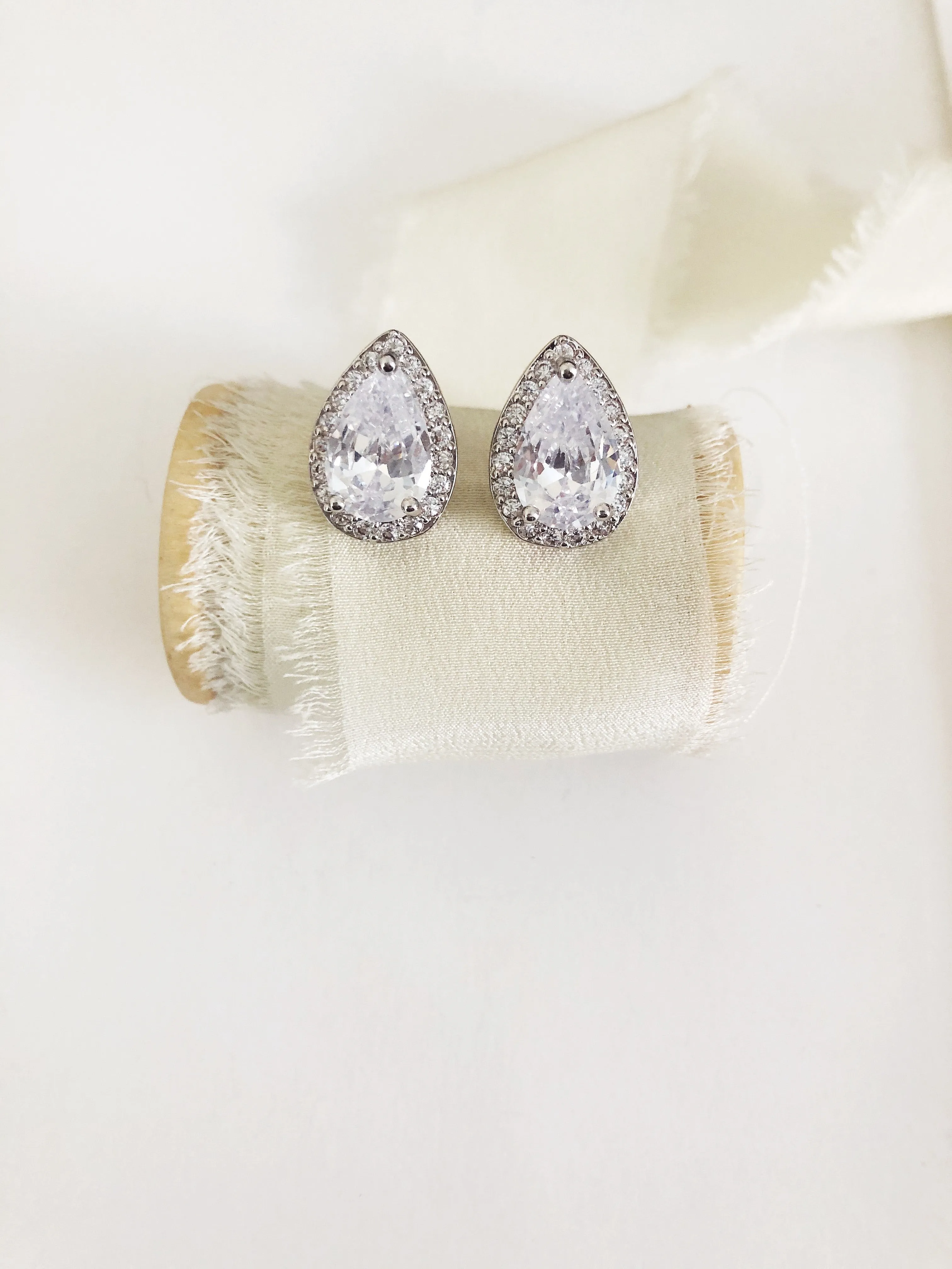 Jessica Pear Cut Diamond Stud Earrings