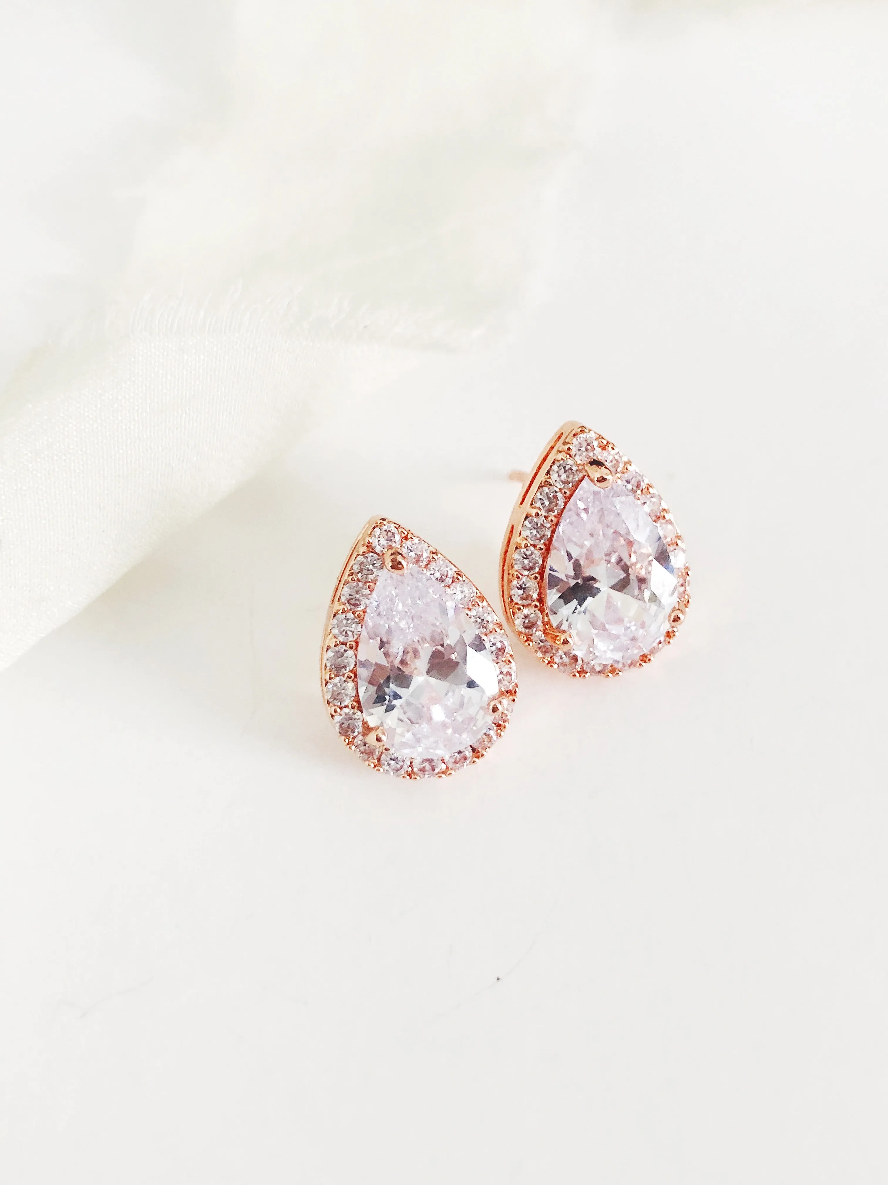 Jessica Pear Cut Diamond Stud Earrings