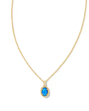 Kendra Scott Daphne Gold Framed Short Pendant Necklace in Bright Blue Kyocera Opal