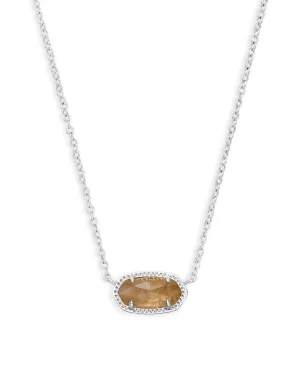 Kendra Scott  Elisa Short Pendant Necklace Rhodium Orange Citrine Quartz