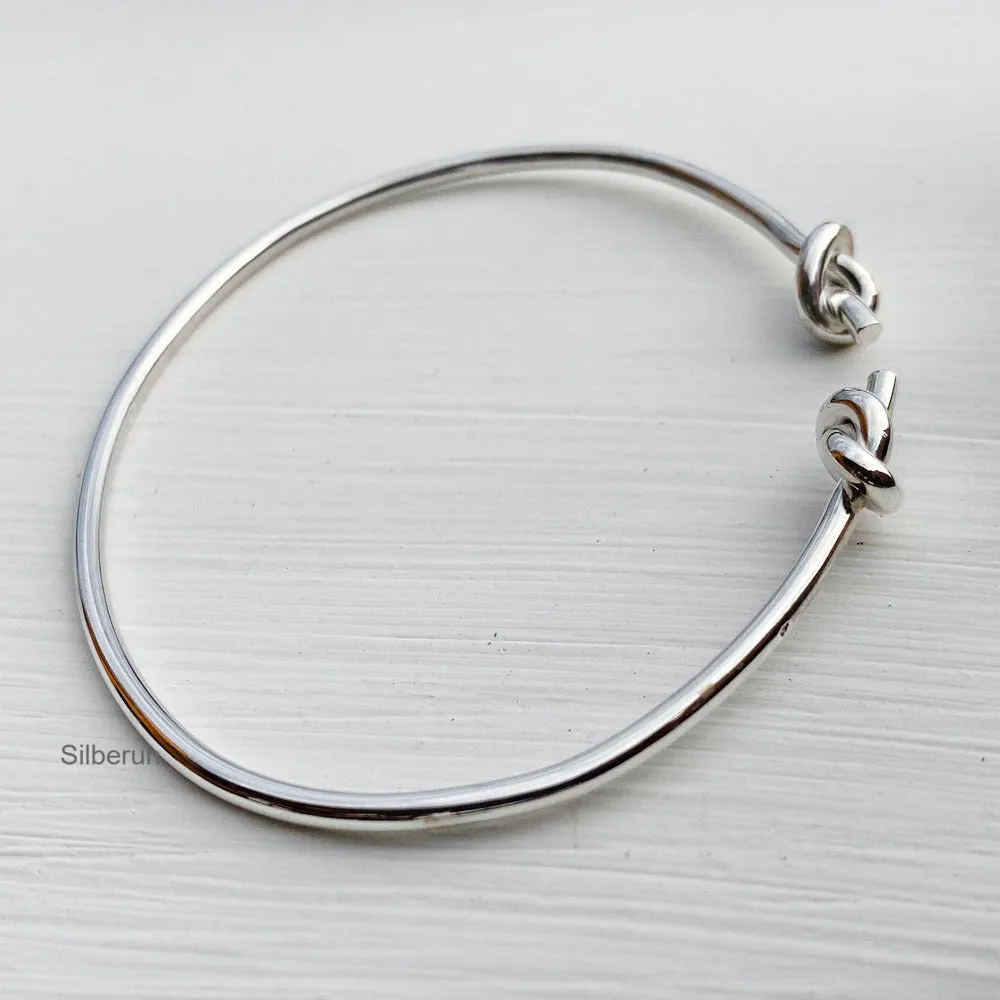 Knot Silver Adjustable Bangle