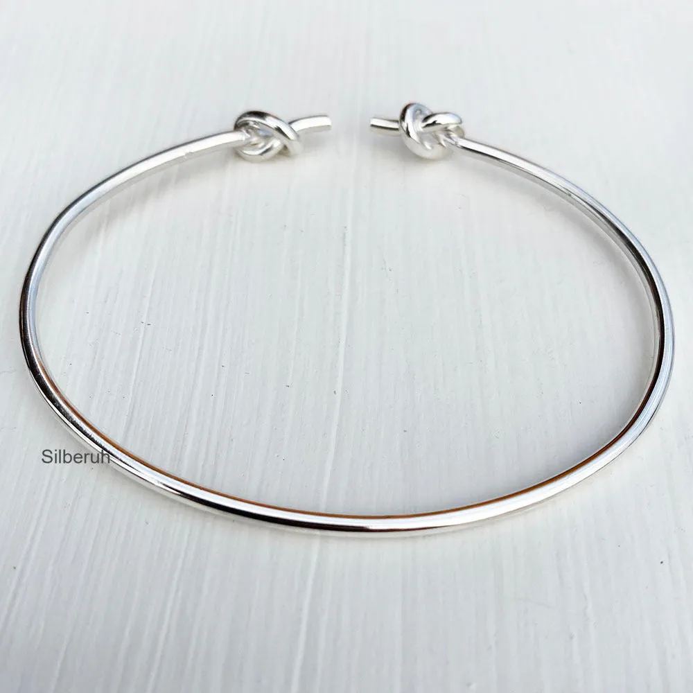 Knot Silver Adjustable Bangle
