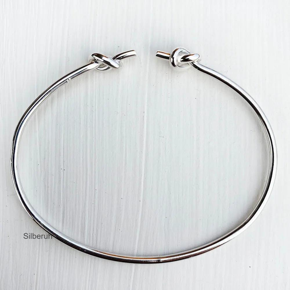 Knot Silver Adjustable Bangle