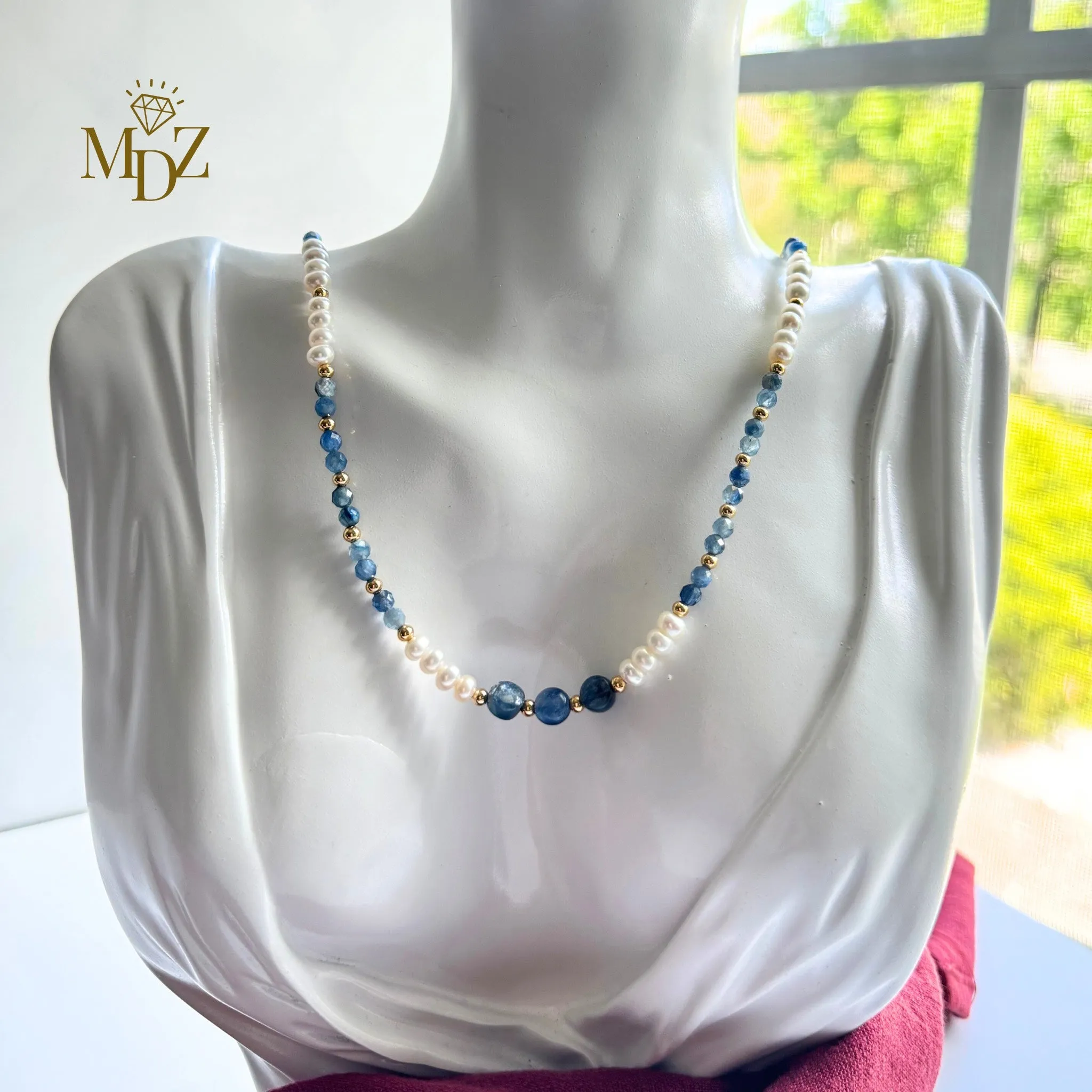 Kyanite and Pearl Necklace