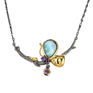 Larimar Butterfly Necklace