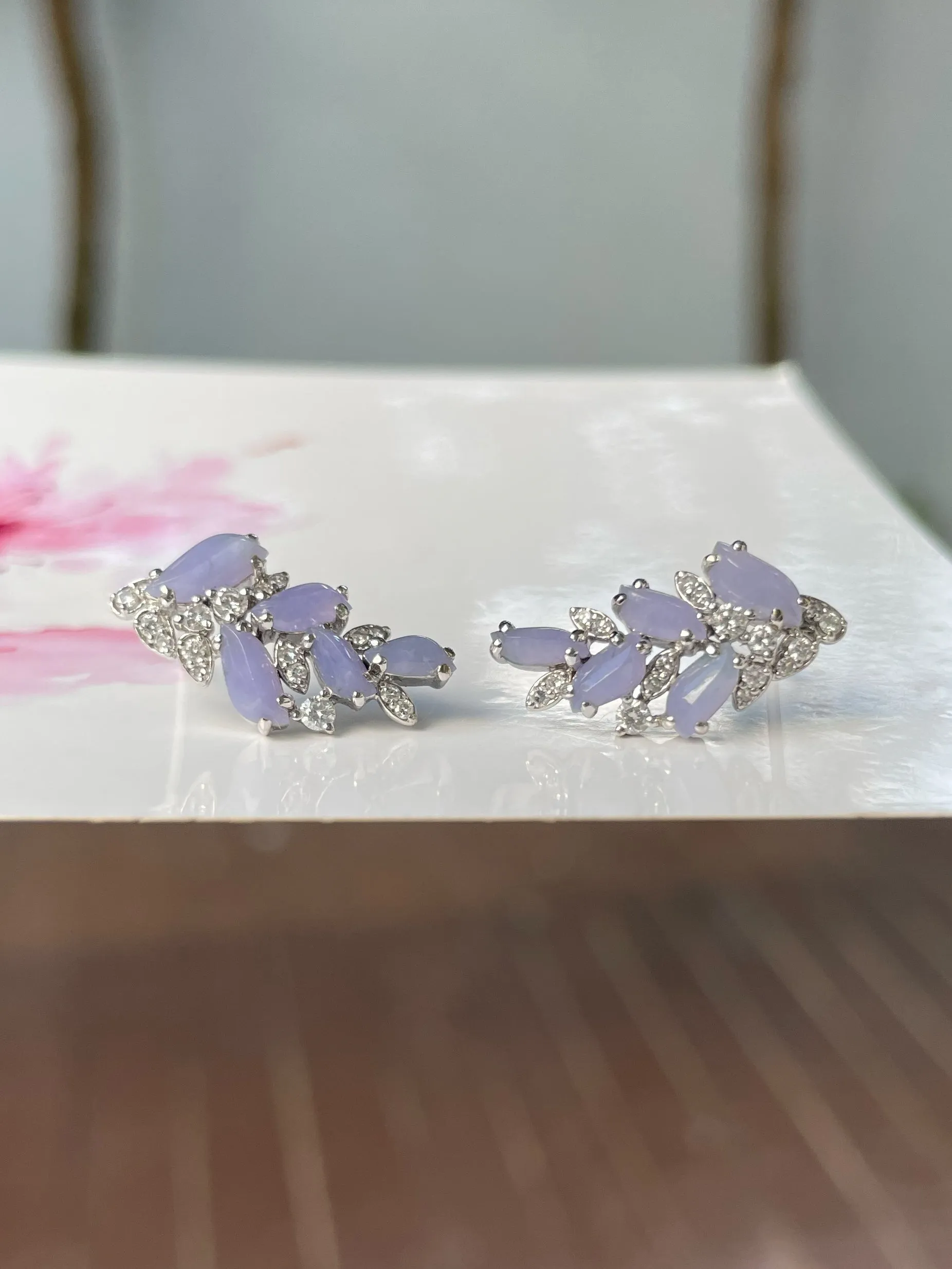 Lavender Jadeite Earrings (NJE204)